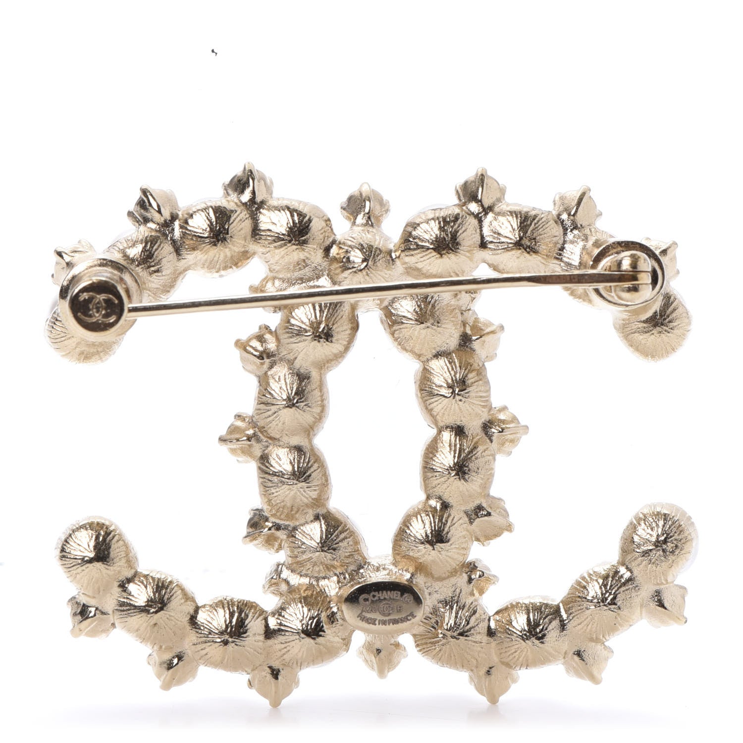 Chanel Pearl Crystal CC Brooch Gold 3 of 5
