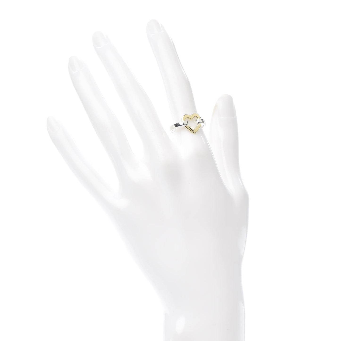 Sterling Silver 18K Yellow Gold Open Heart Ring 53 6.25