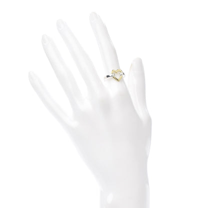 Tiffany Sterling Silver 18K Yellow Gold Open Heart Ring 53 6.25 2 of 4