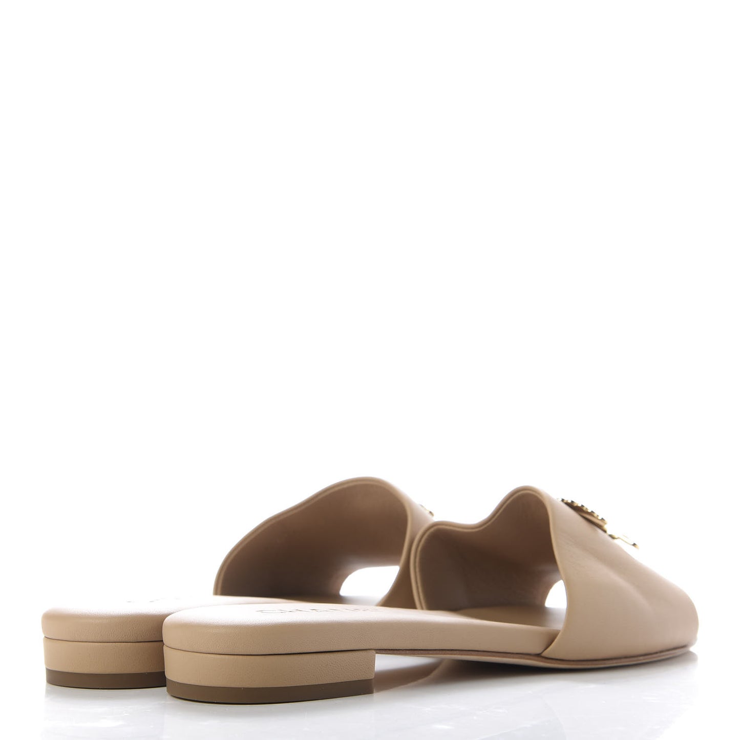 Lambskin Enamel CC Mules 38 Beige