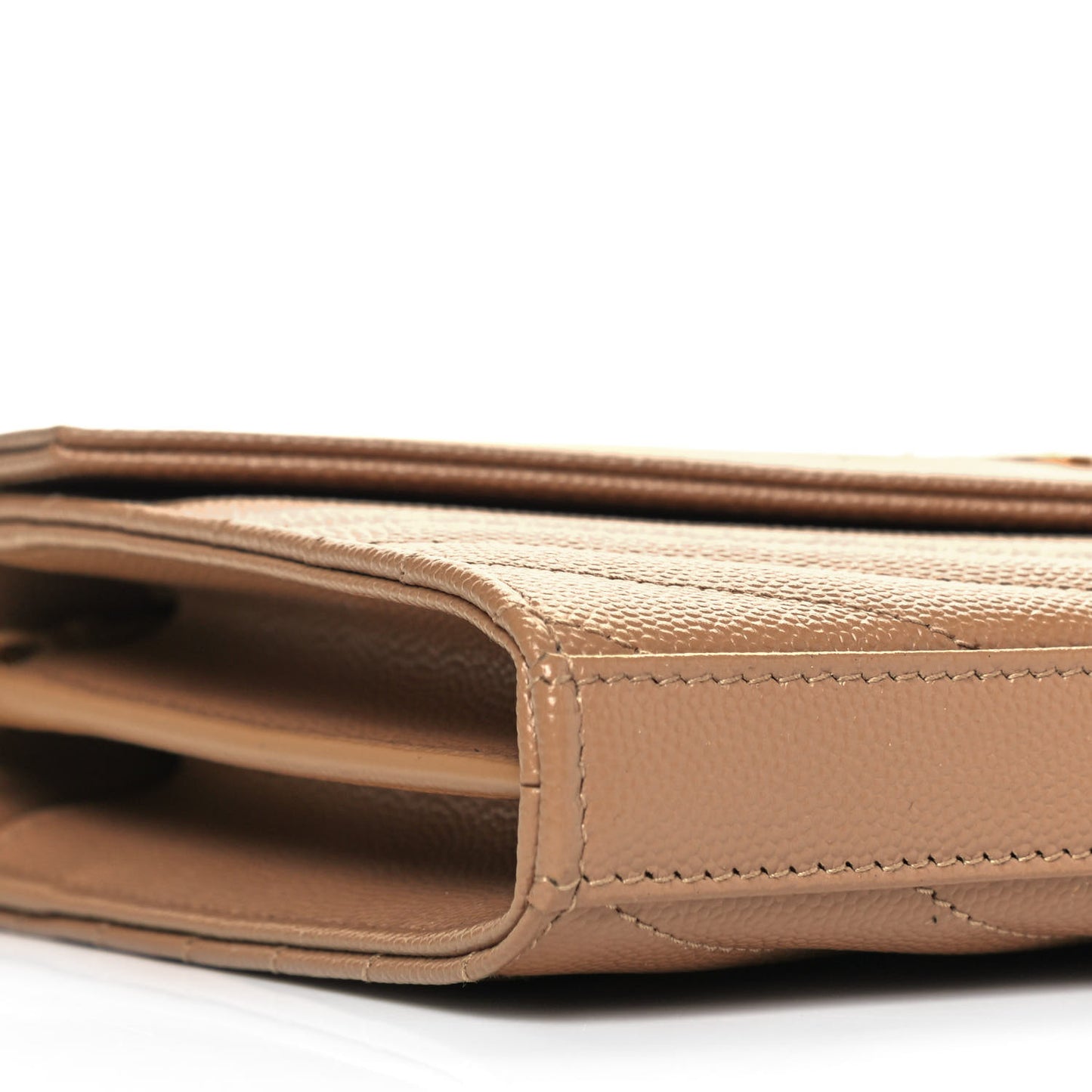 Grain De Poudre Matelasse Chevron Monogram Chain Wallet Deep Beige