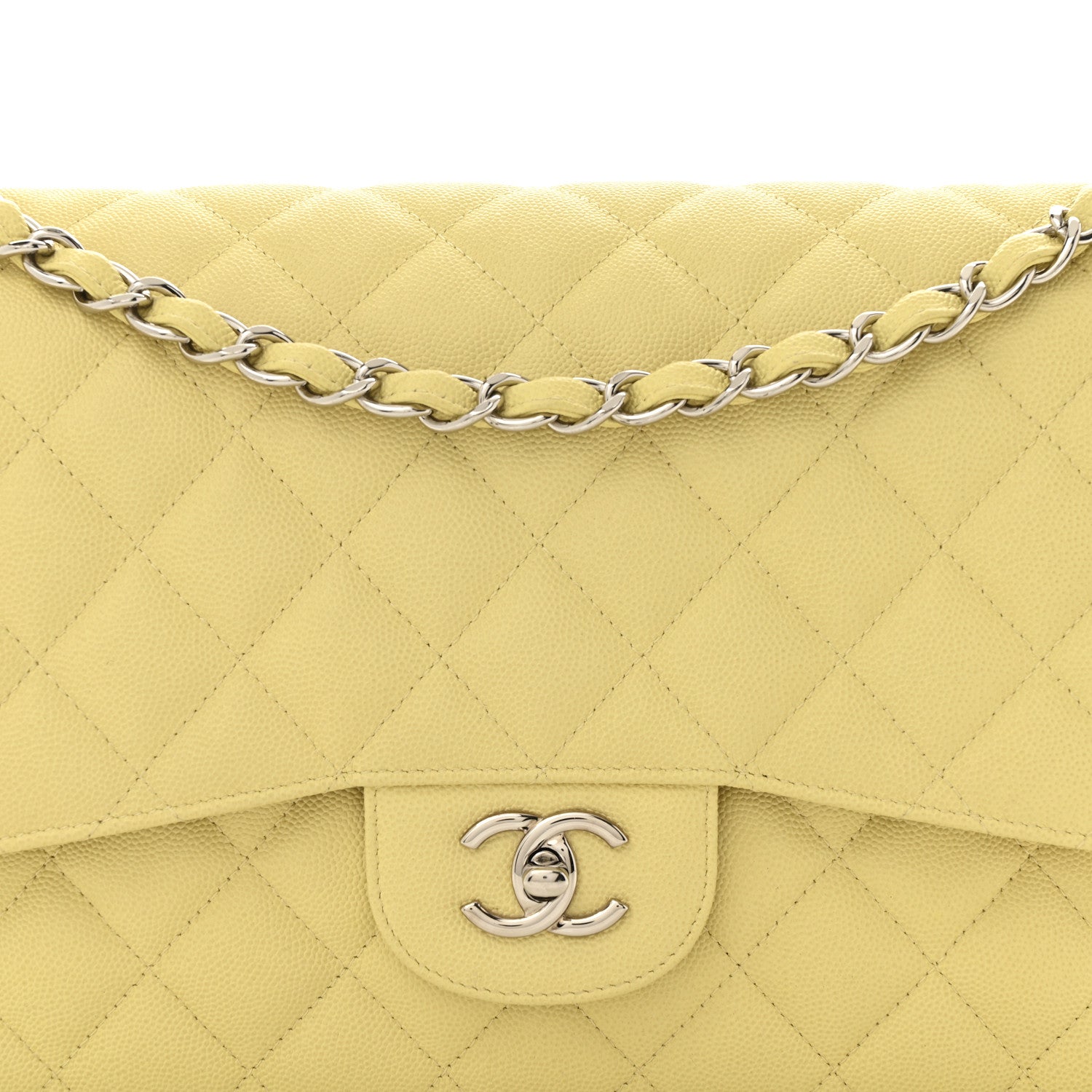 Chanel Caviar Quilted Jumbo Double Flap Yellow 8 of 13