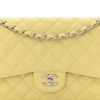 Chanel Caviar Quilted Jumbo Double Flap Yellow 8 of 13