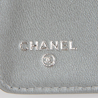 Chanel Lambskin Camellia Embossed Yen Wallet Black 5 of 7