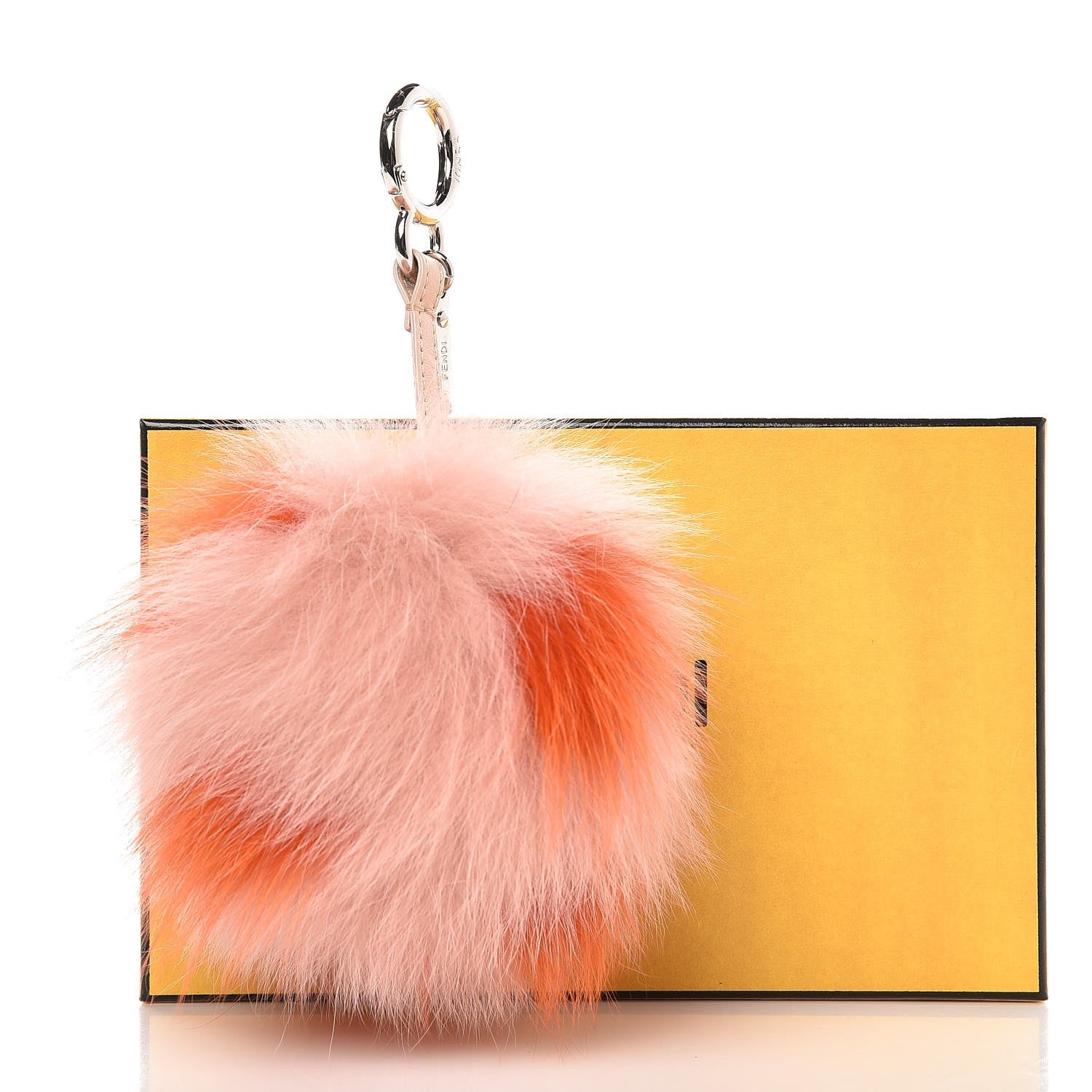 Fendi Fox Fur Polka Dot Pom Pom Bag Charm Light Pink Orange 4 of 4