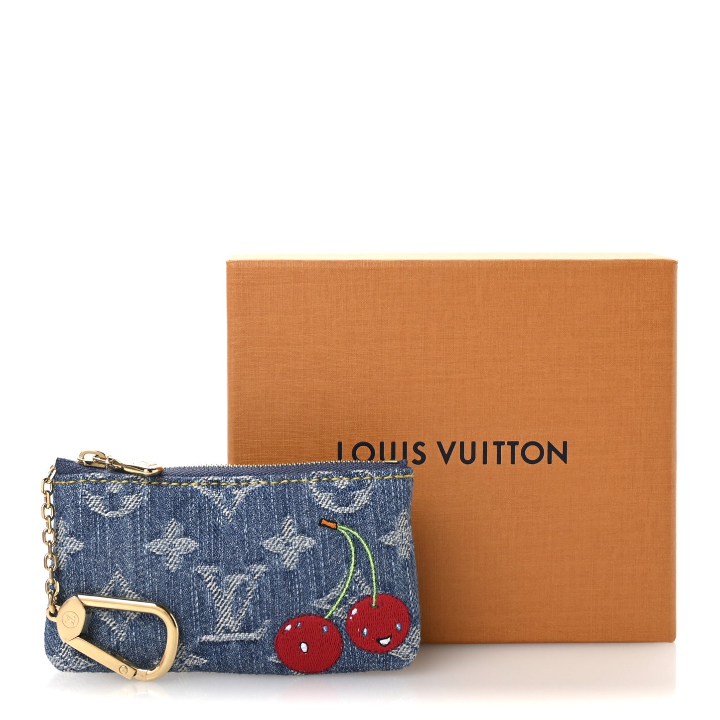 LV X TM Monogram Denim Cerises Key Pouch Blue