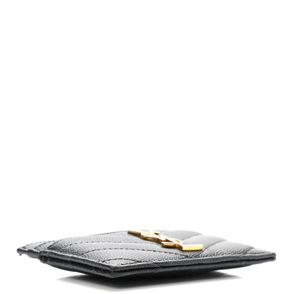 Saint Laurent Grain De Poudre Matelasse Chevron Monogram Credit Card Case Black 4 of 7