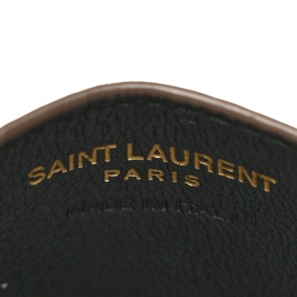 Saint Laurent Grain De Poudre Matelasse Chevron Monogram Credit Card Case Natural Dark 6 of 9