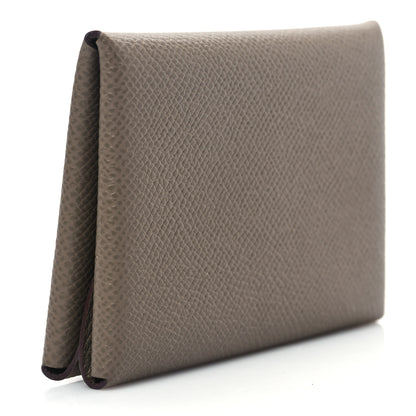 Hermes Epsom Calvi Duo Card Case Etoupe 3 of 9