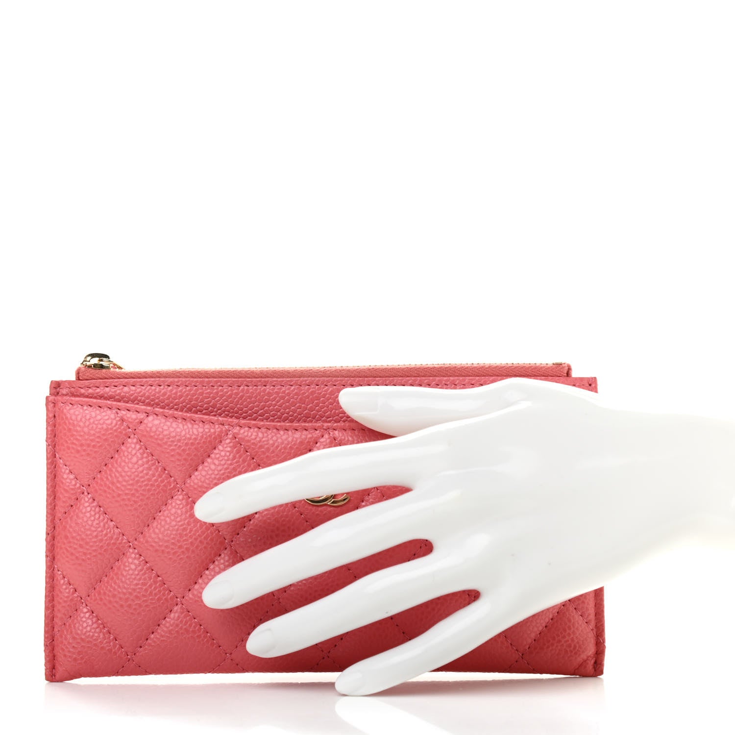 Chanel Iridescent Caviar Quilted Classic Zip Pouch Pink 2 of 7