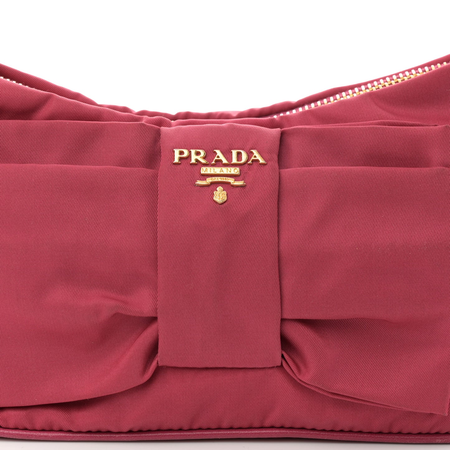 Tessuto Nylon Bow Shoulder Bag Begonia