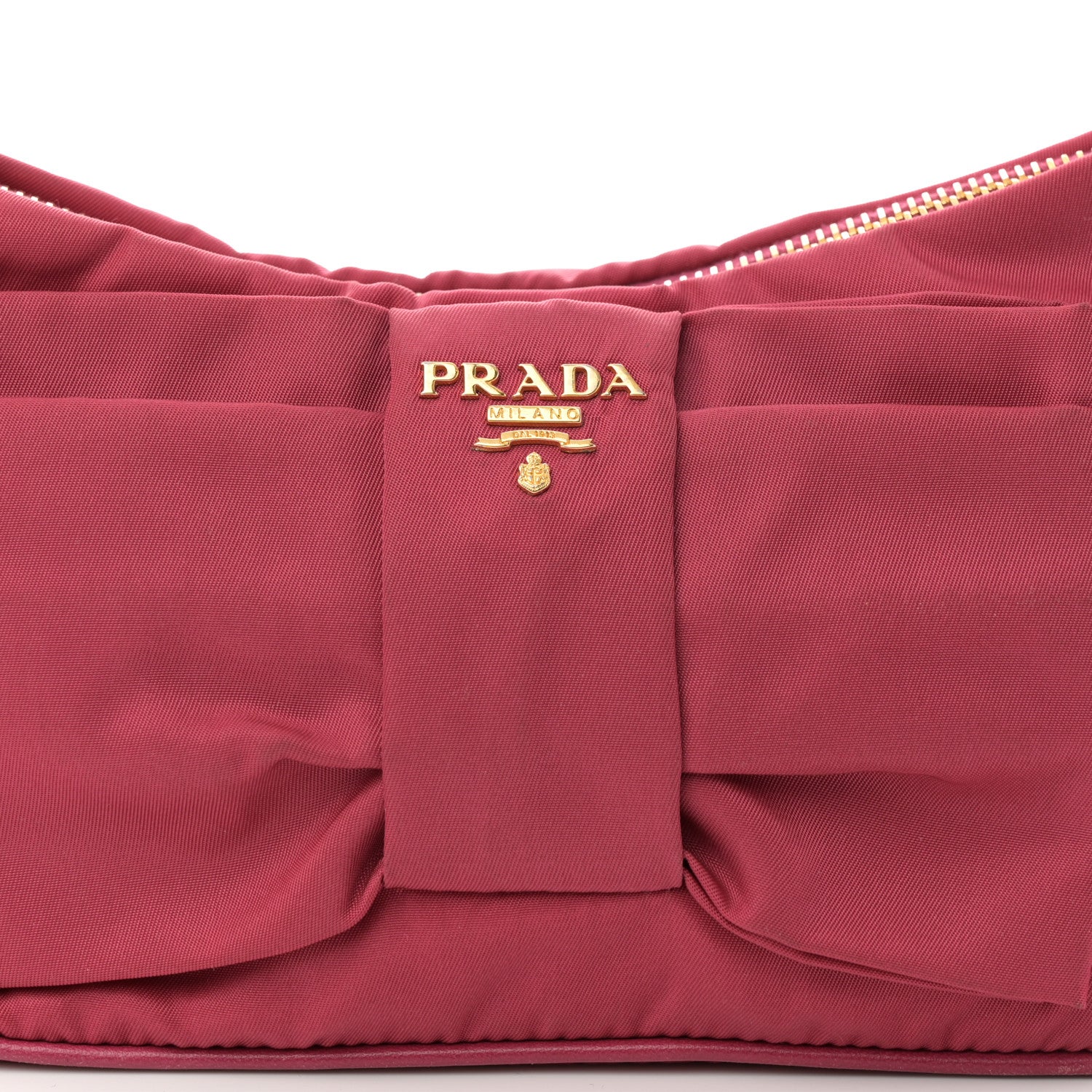 Prada Tessuto Nylon Bow Shoulder Bag Begonia 8 of 12
