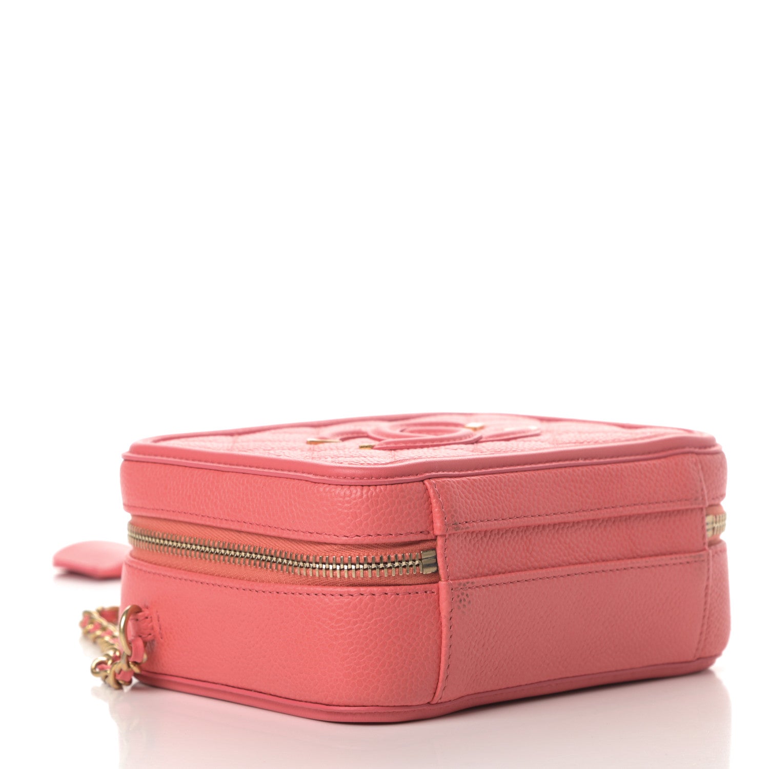 Chanel Caviar Quilted Small CC Filigree Vanity Case Coral 4 of 12