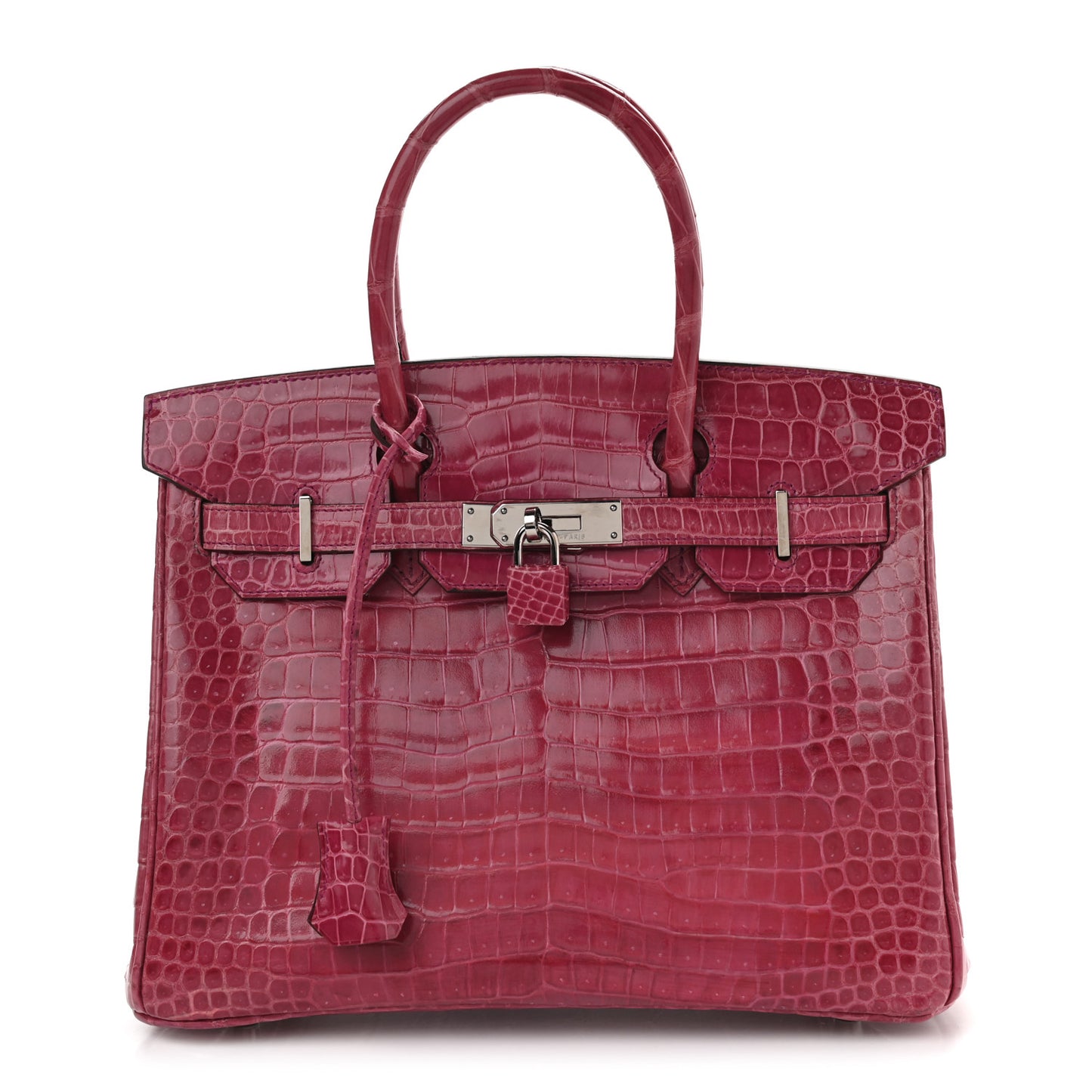 Shiny Porosus Crocodile Birkin 30 Rose Tyrien