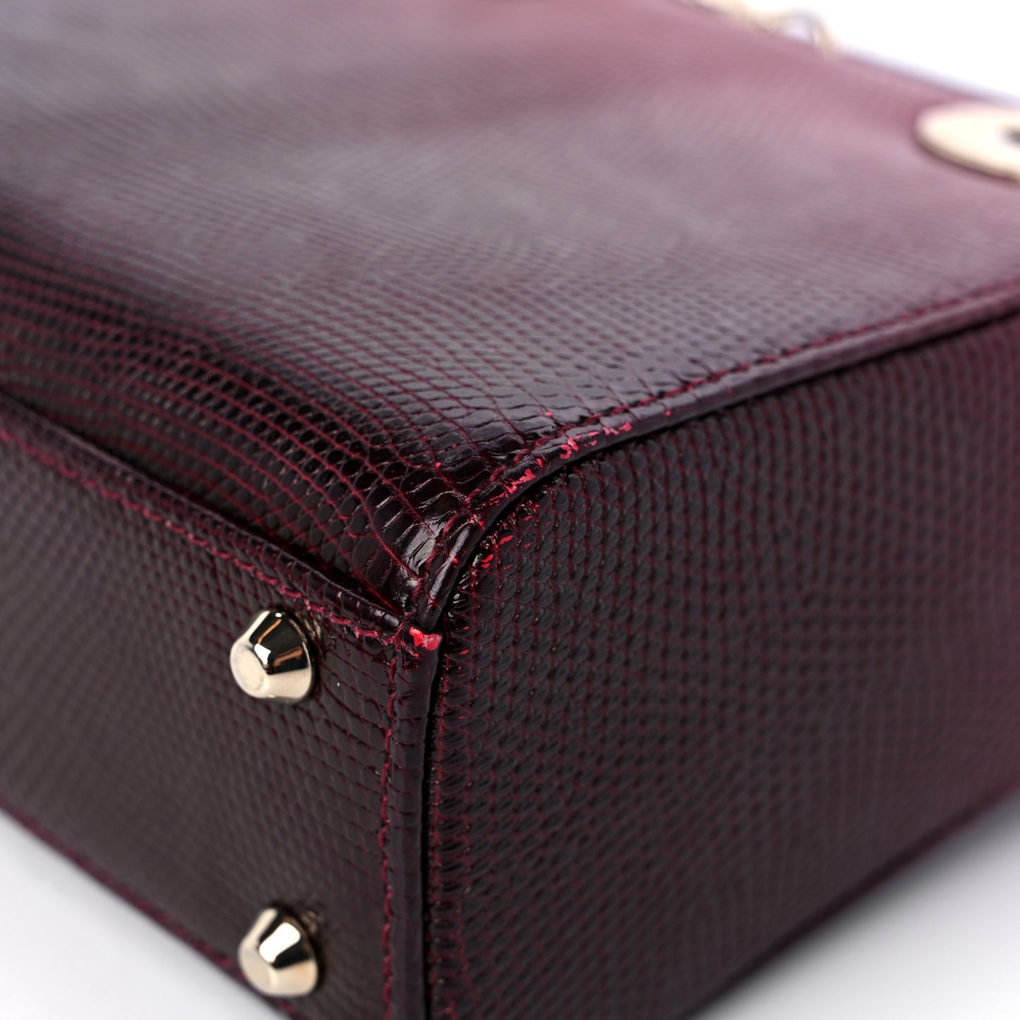 Lizard Gradient Mini Lady Dior Red