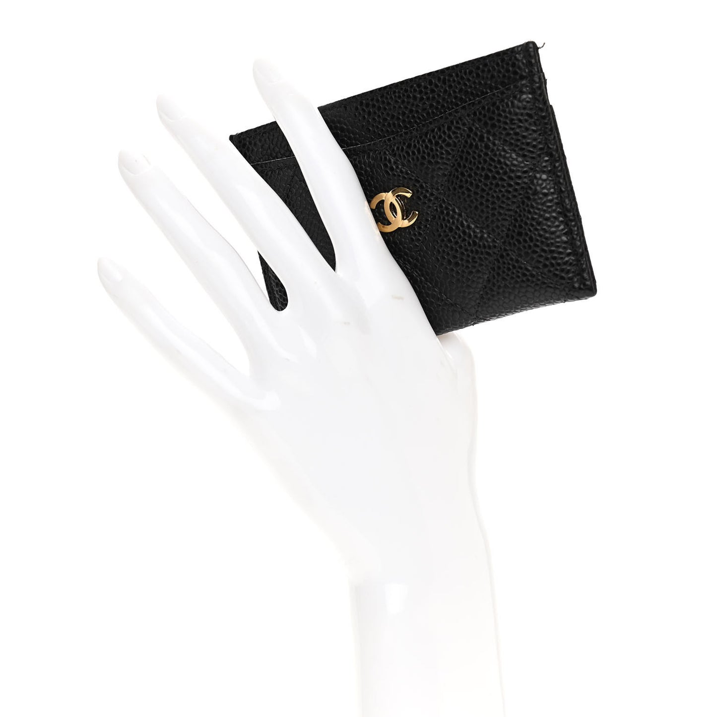 Caviar Quilted Card Holder Black