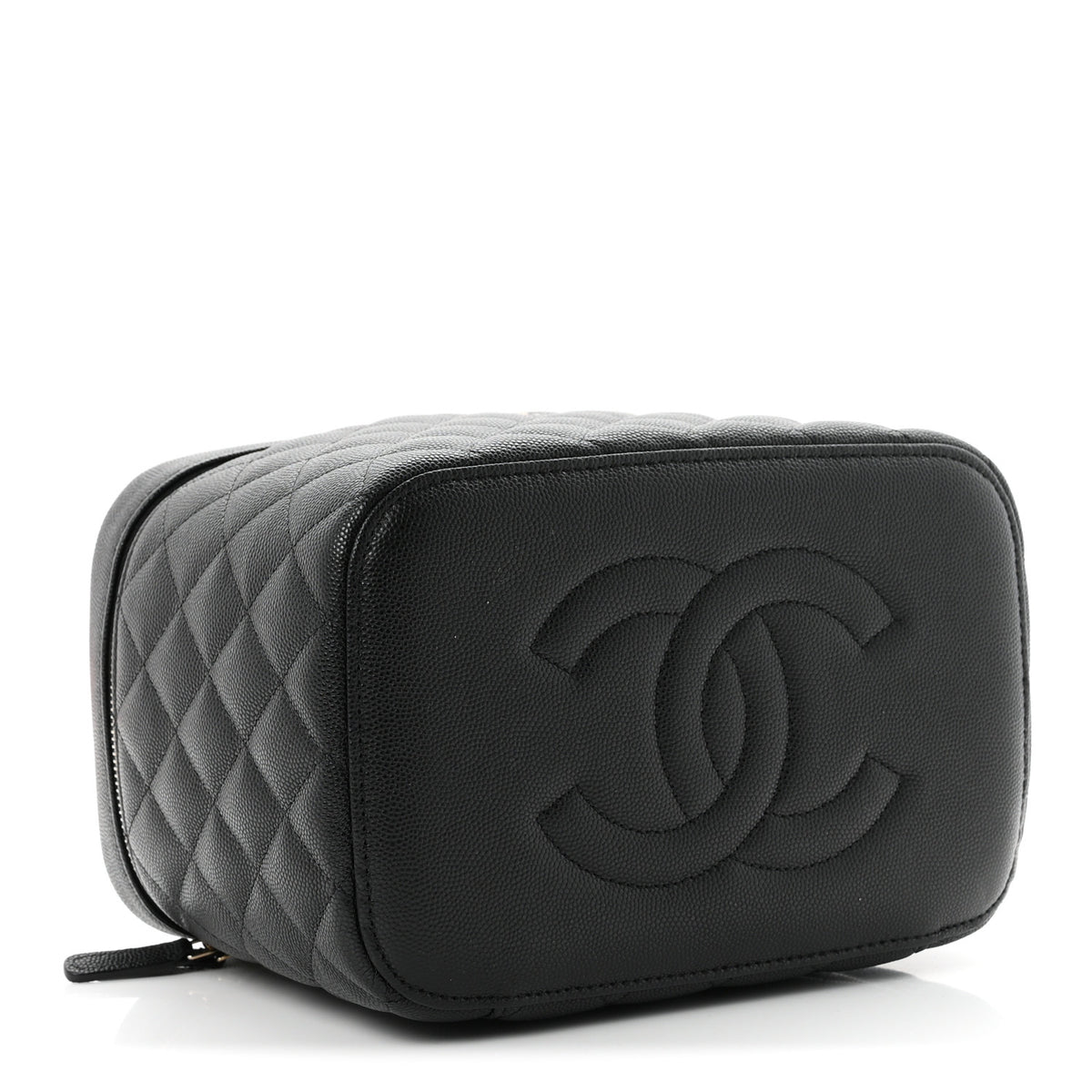 Caviar Quilted Large Vanity Pouch Black