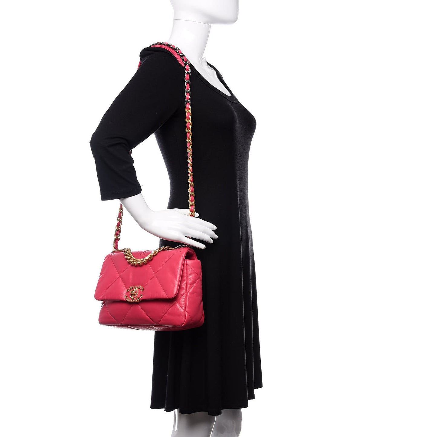 Lambskin Quilted Medium 19 Flap Dark Pink