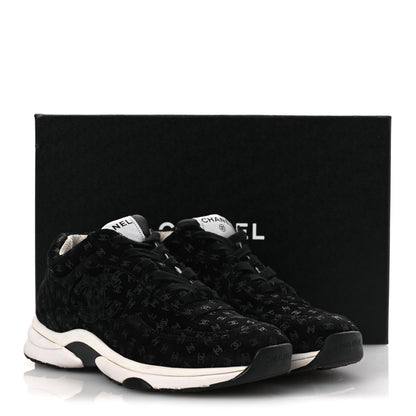 Chanel Suede Calfskin Printed CC Sneakers 38.5 Black 12 of 12