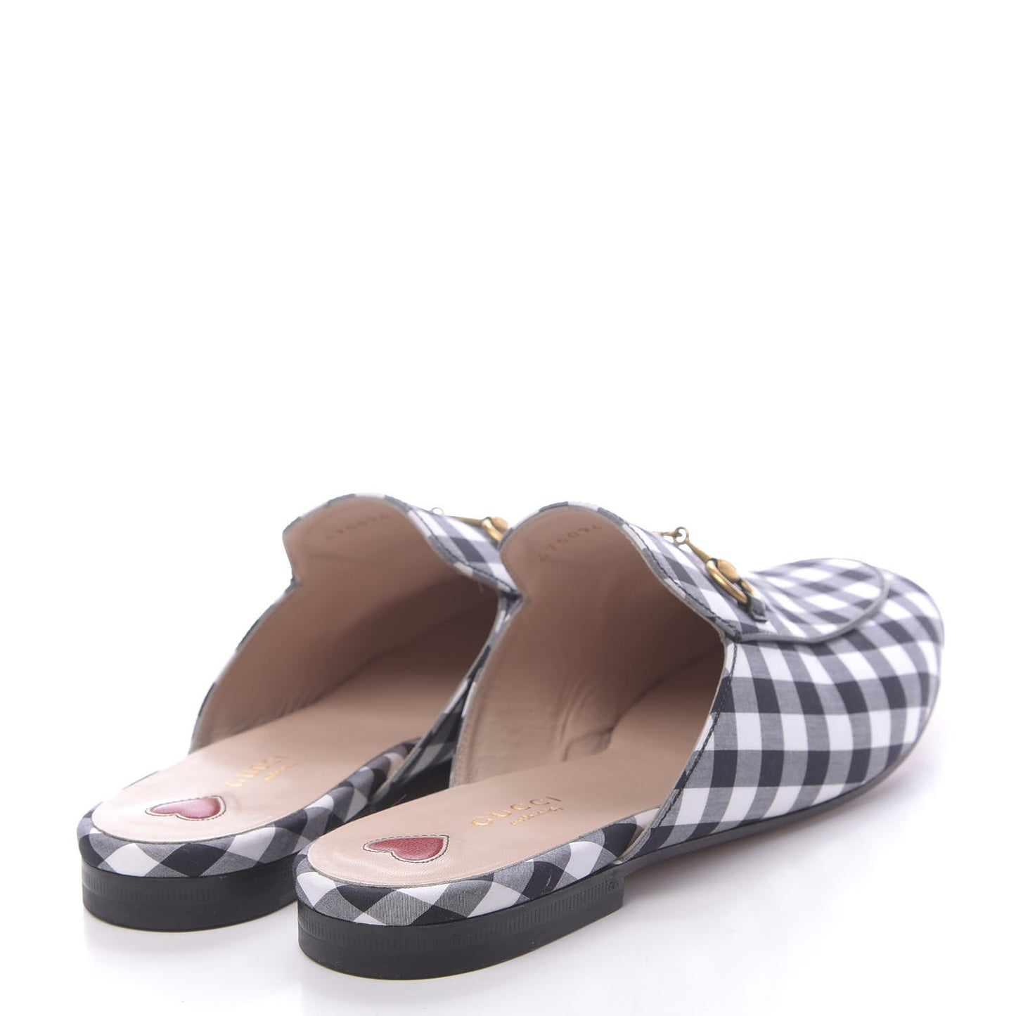 Cotton Gingham Womens Princetown Slippers 40.5 Black