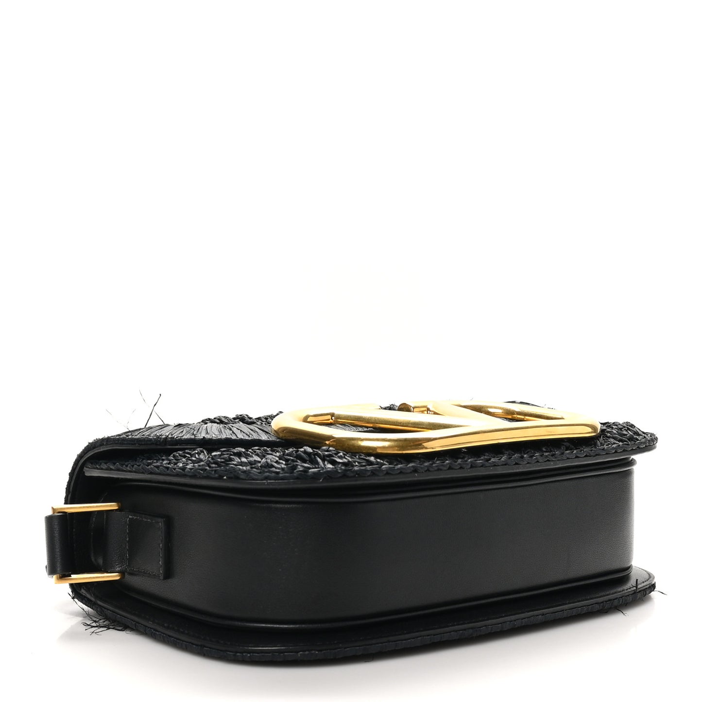 Raffia Braided Supervee Crossbody Bag Black