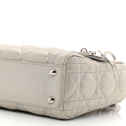 Christian Dior Metallic Nubuck Cannage Mini Lady Dior Silver 10 of 14