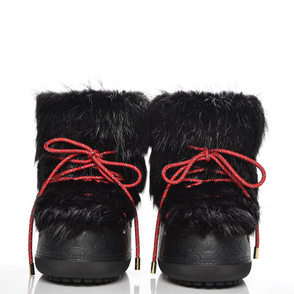 Louis Vuitton Beaver Calfskin Monogram Off Piste Flat Half Boots 38 Black 2 of 8