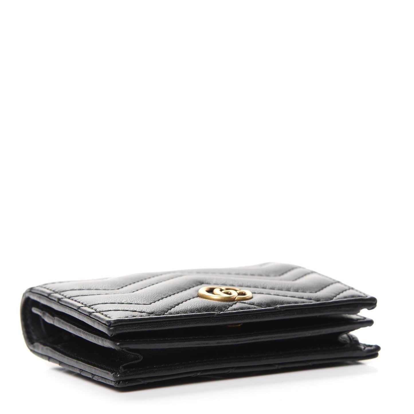 Calfskin Matelasse GG Marmont Card Case Wallet Black