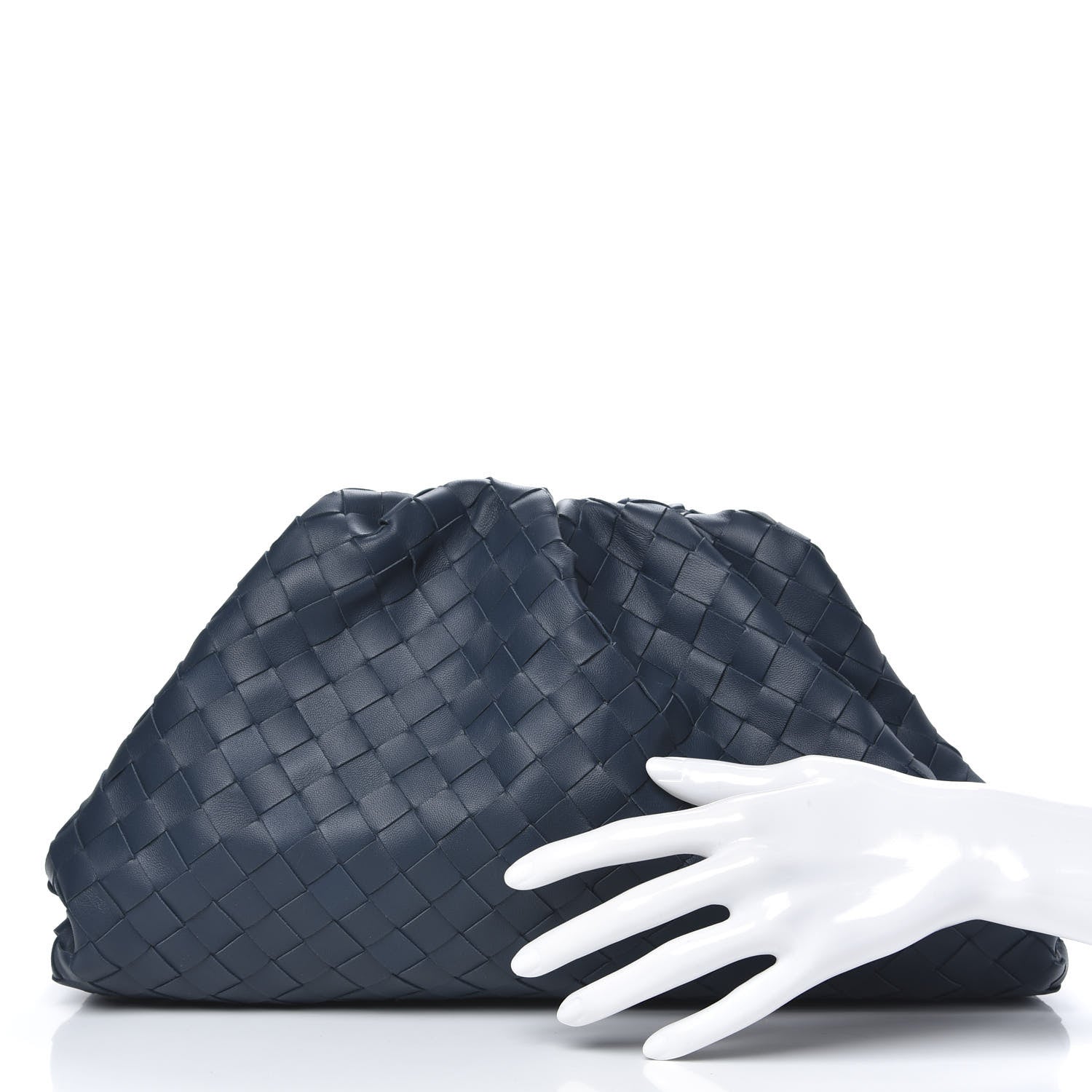 Bottega Veneta Nappa Maxi Intrecciato The Pouch Oversized Clutch Deep Blue 2 of 9