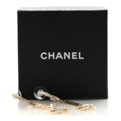 Chanel Crystal Lock Symbols Logo CC Hoop Drop Earrings Gold 5 of 5