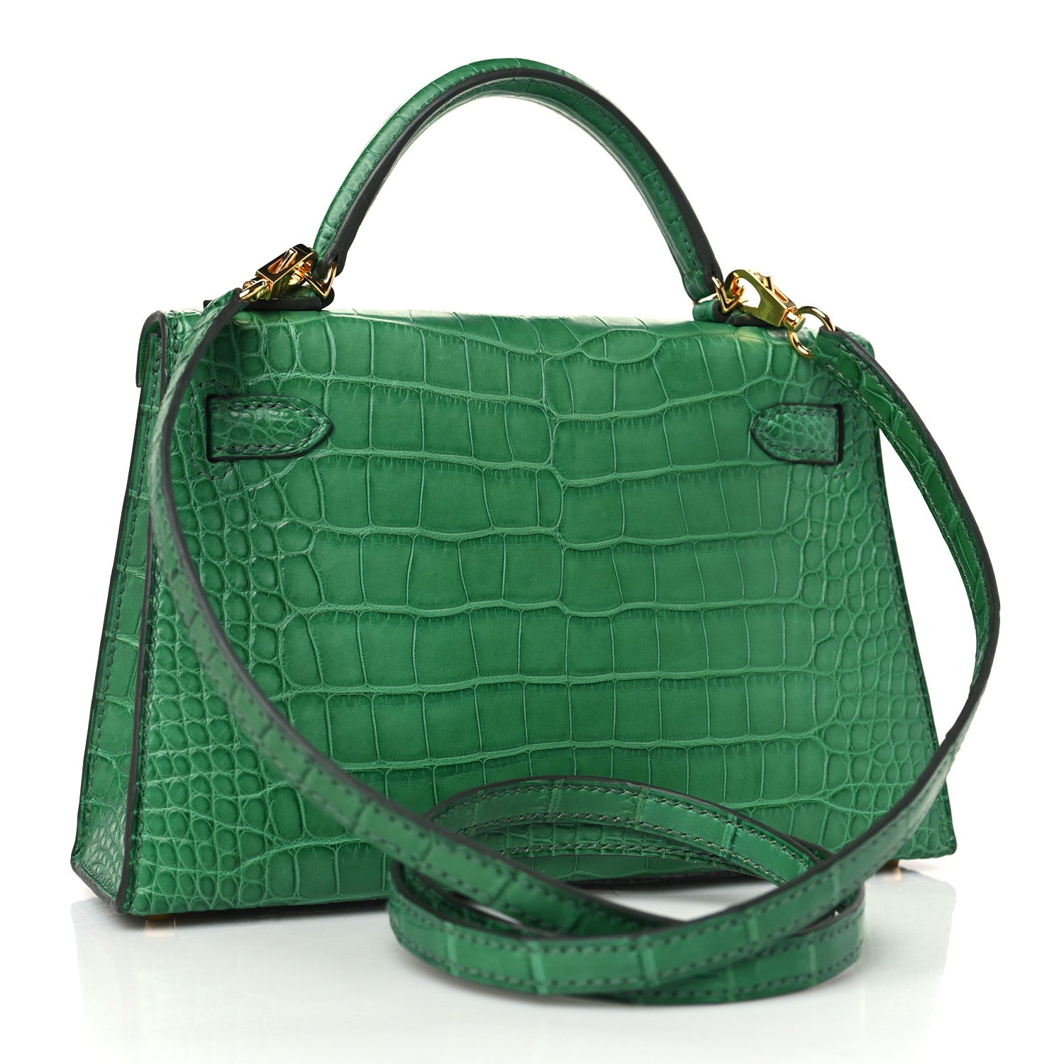 Hermes Matte Alligator Mini Kelly Sellier 20 Vert Cactus 2 of 10