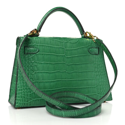 Hermes Matte Alligator Mini Kelly Sellier 20 Vert Cactus 2 of 10