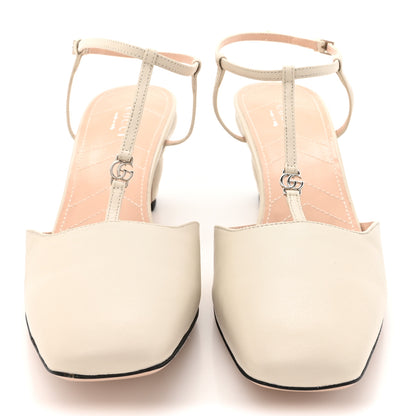Gucci Nappa Charlotte Petite GG 55mm Slingback Pumps 41 New Mystic White 3 of 12
