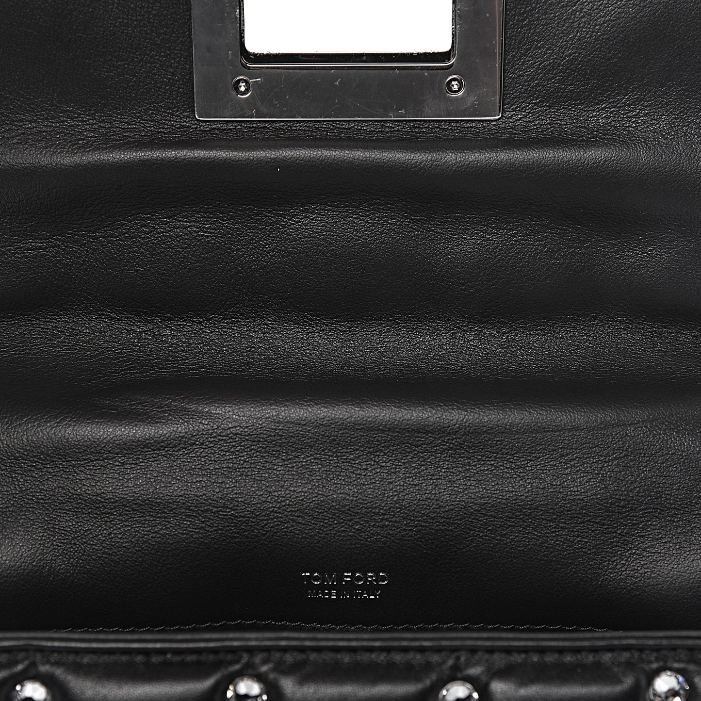 Lambskin Quilted Crystal Small Natalia Chain Bag Black