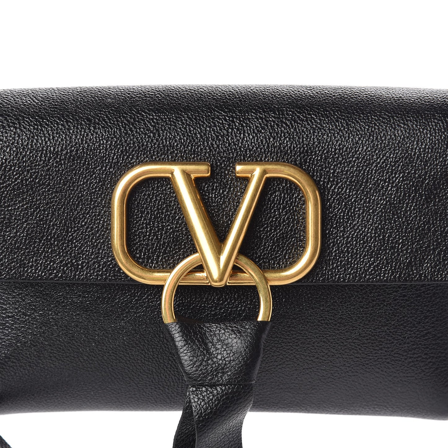 Textured Patent Calfskin VRing Belt Bag Black