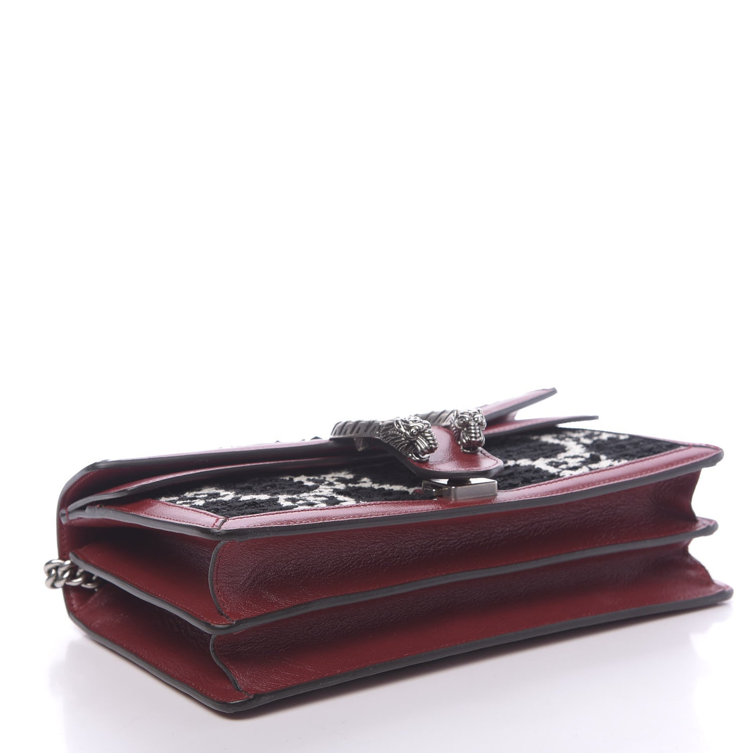 Gucci Tweed GG Monogram Small Dionysus Shoulder Bag Black White Romantic Cherry 4 of 11