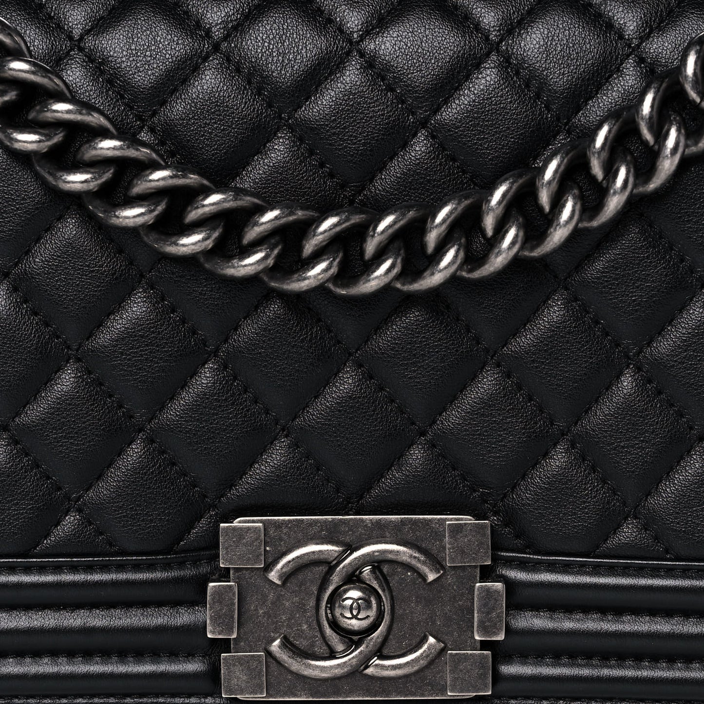 Calfskin Quilted Medium Boy Flap Black