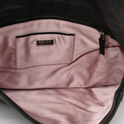 Prada Nappa Dressy Gaufre Ruched Flap Clutch Black 5 of 7