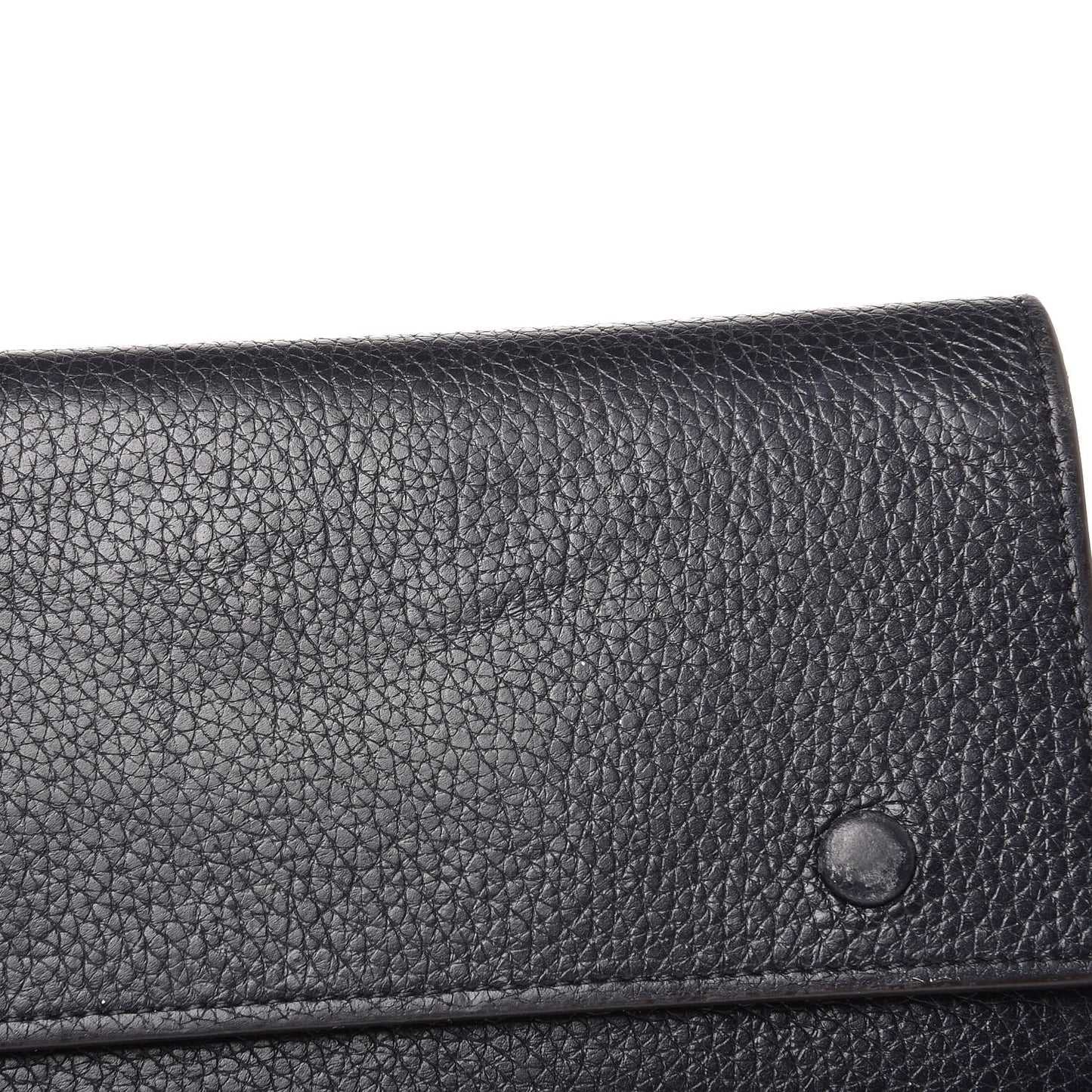 Drummed Calfskin Large Multifunction Flap Wallet Black