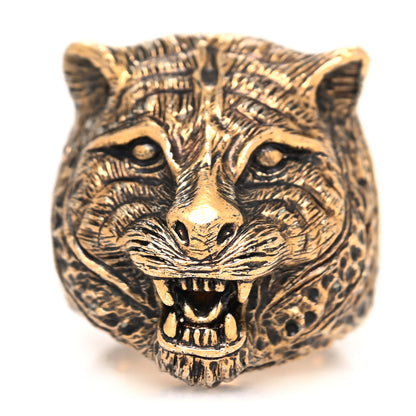 Gucci Metal Feline Head Ring 19 Aged Gold 1 of 5