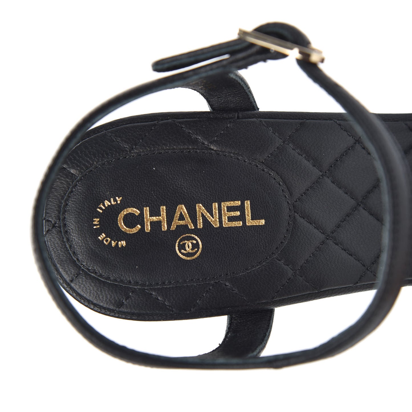 Lambskin Quilted Wedge Sandals 38 Black