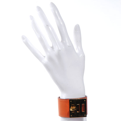 Hermes Swift Leather Kelly Dog Bracelet Cuff Orange 2 of 6