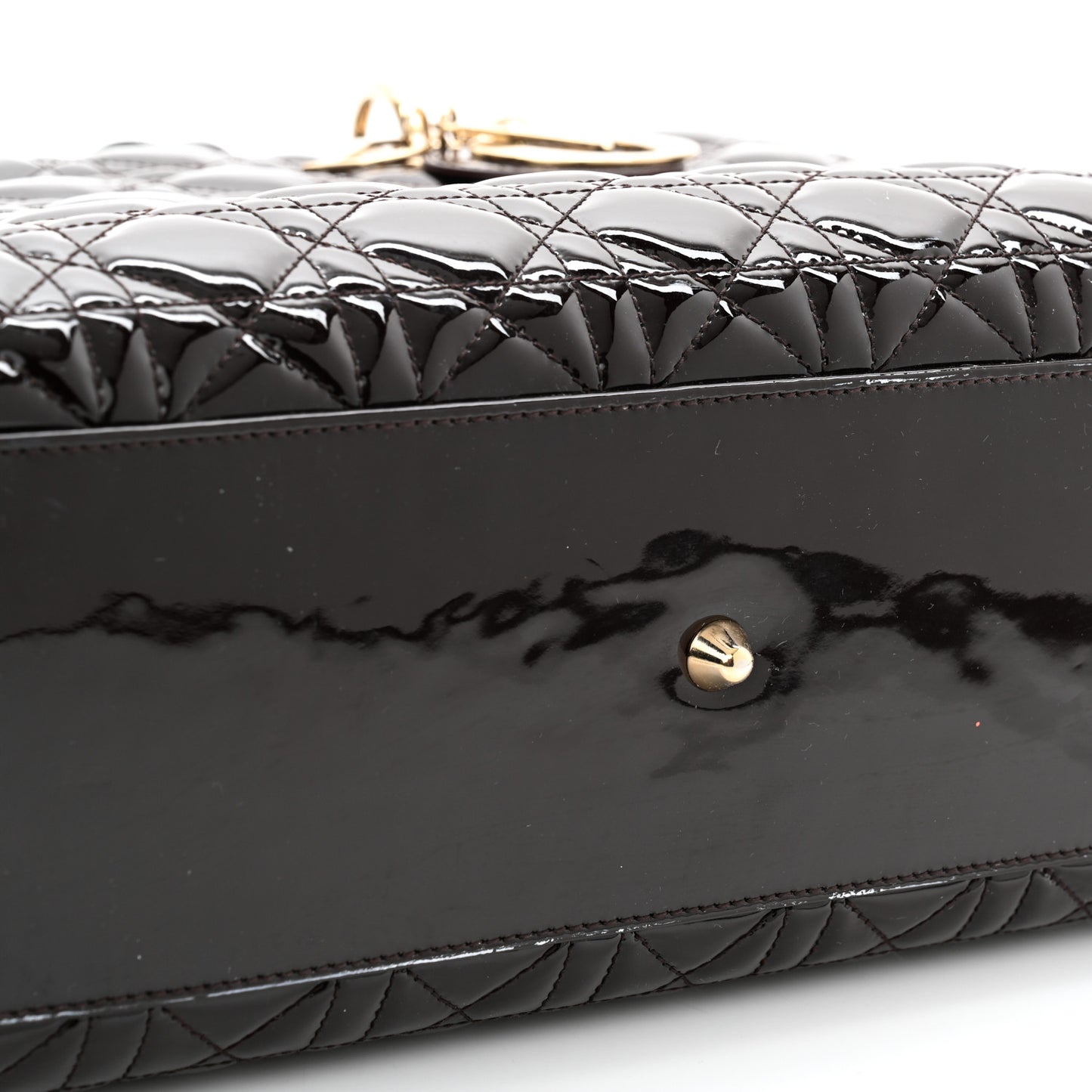 Patent Cannage Large Lady Dior Burgundy