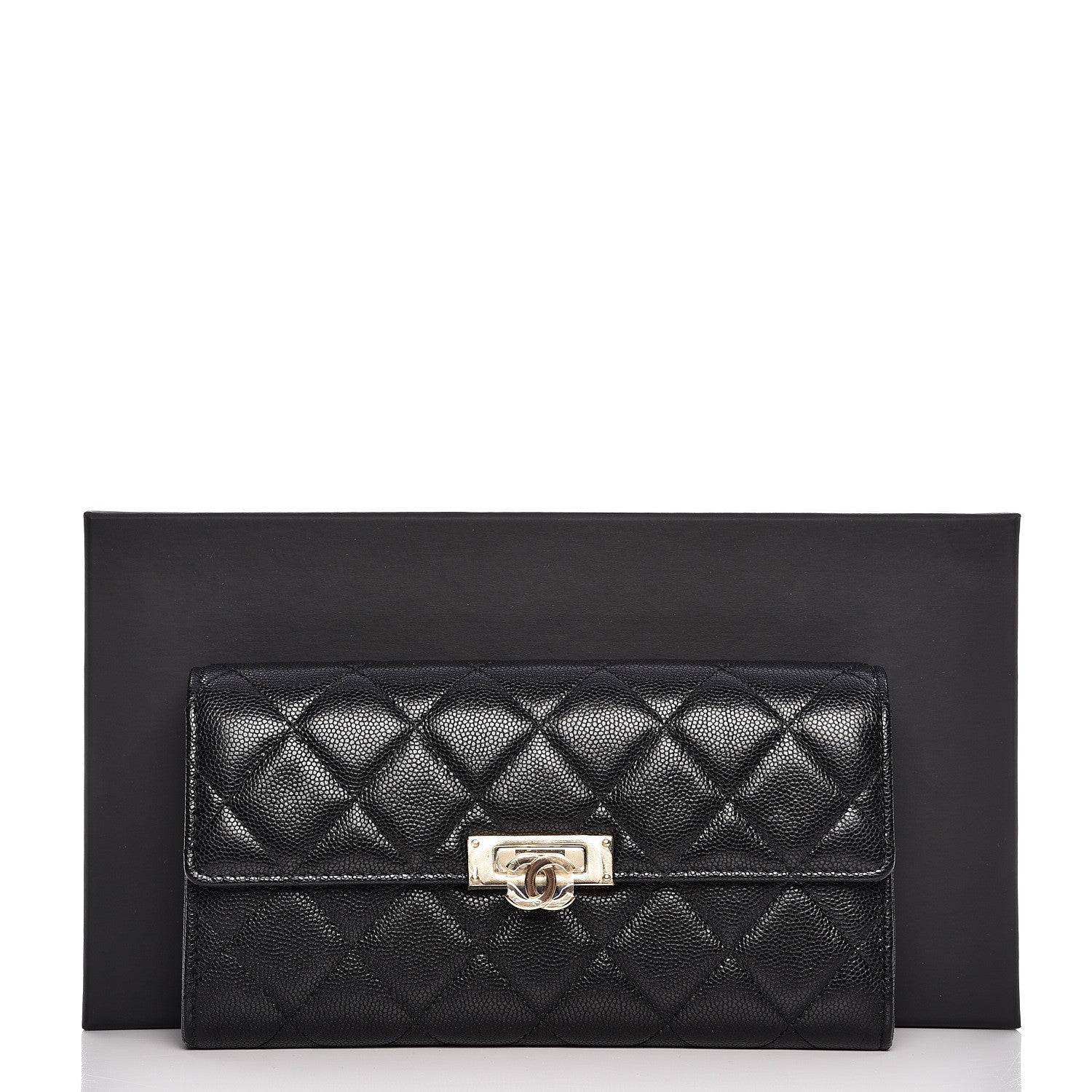 Chanel Caviar Quilted Large Golden Class Gusset Flap Wallet Black 9 of 9