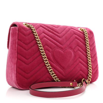 Gucci Velvet Matelasse Blind for Love Embroidered Medium GG Marmont Shoulder Bag Light Raspberry Rose Multicolor 3 of 8