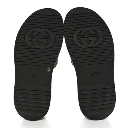 Gucci Jacquard Black Denim GG Monogram Angelina Platform 55mm Slide Sandals 38 Black Ivory 5 of 13