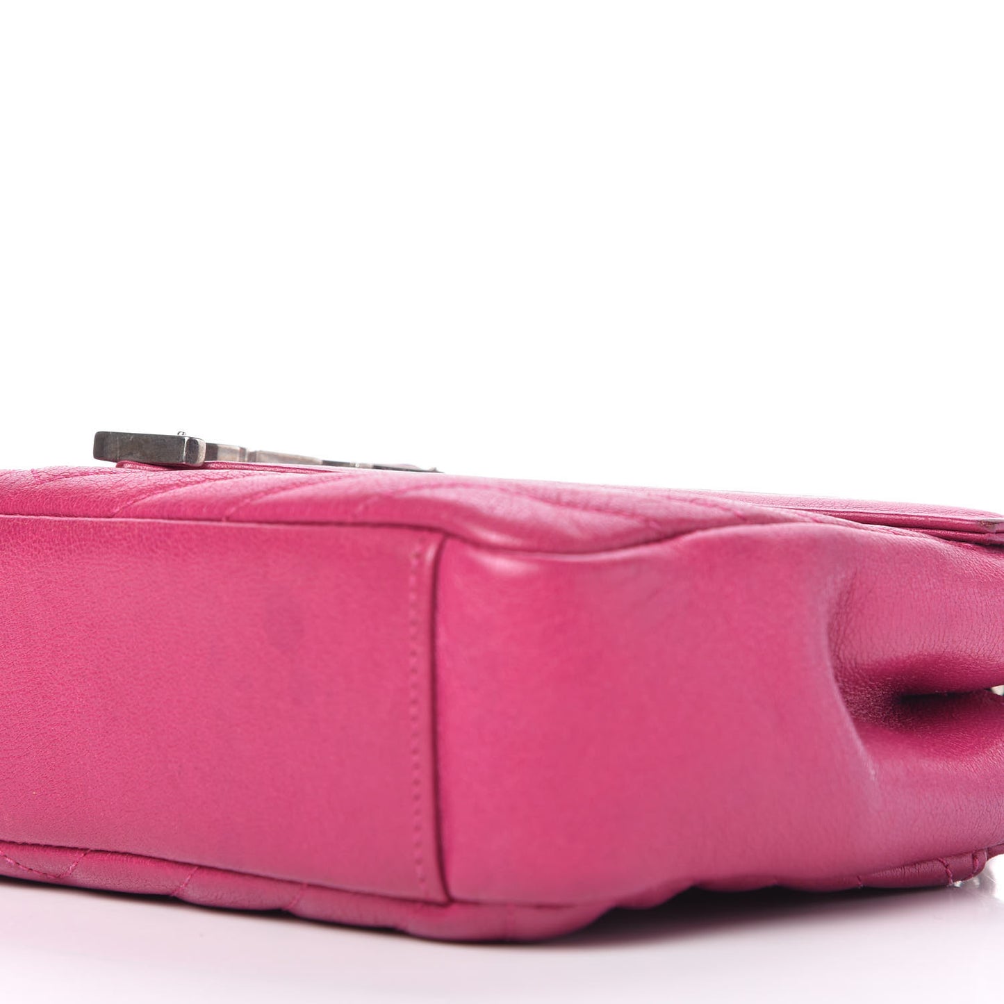 Sheepskin Matelasse Chevron Medium Monogram Chain Bag Electric Pink