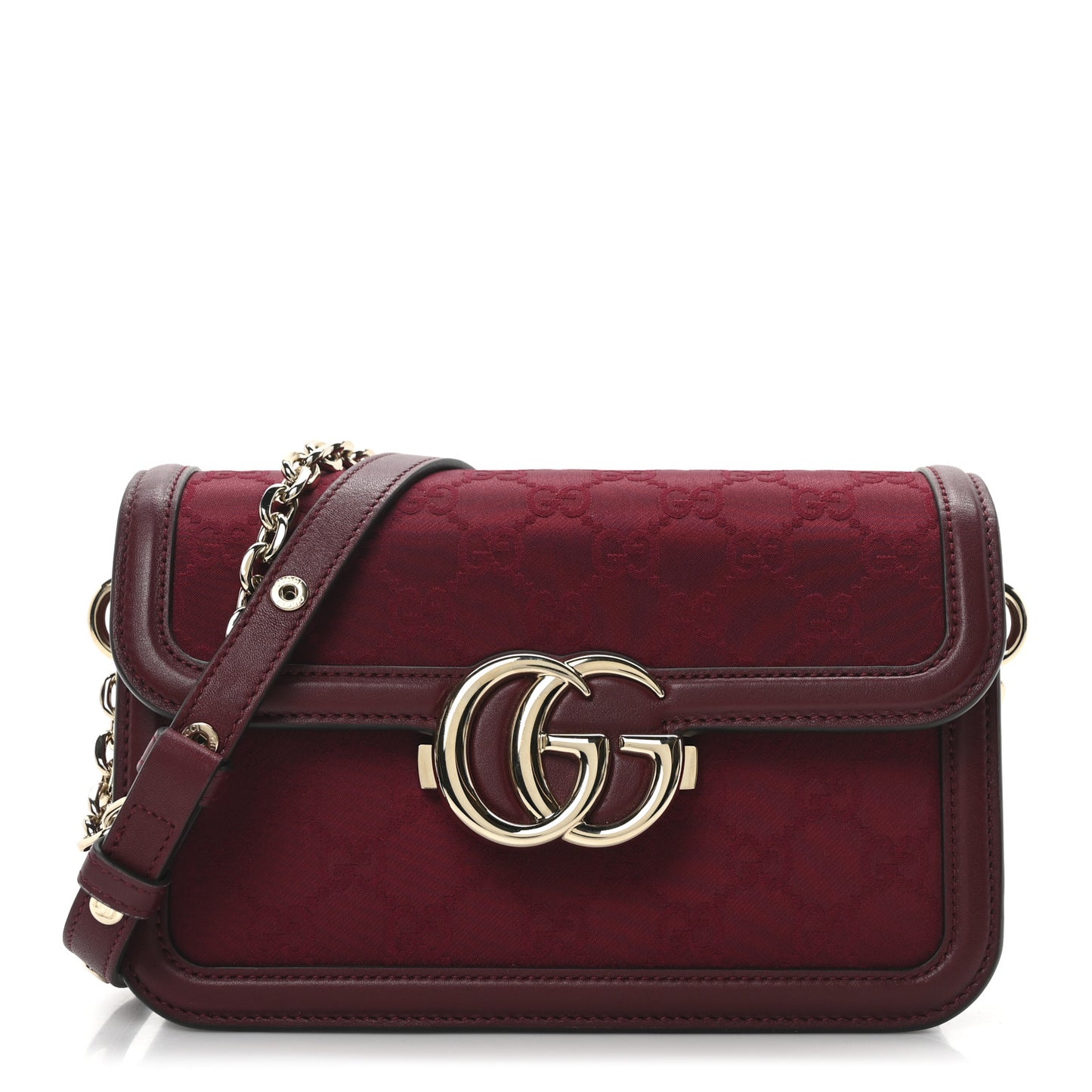 Crepe Wool Silk GG Monogram Go Small Shoulder Bag Rosso Ancora