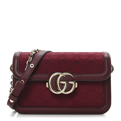 Gucci Crepe Wool Silk GG Monogram Go Small Shoulder Bag Rosso Ancora 1 of 11
