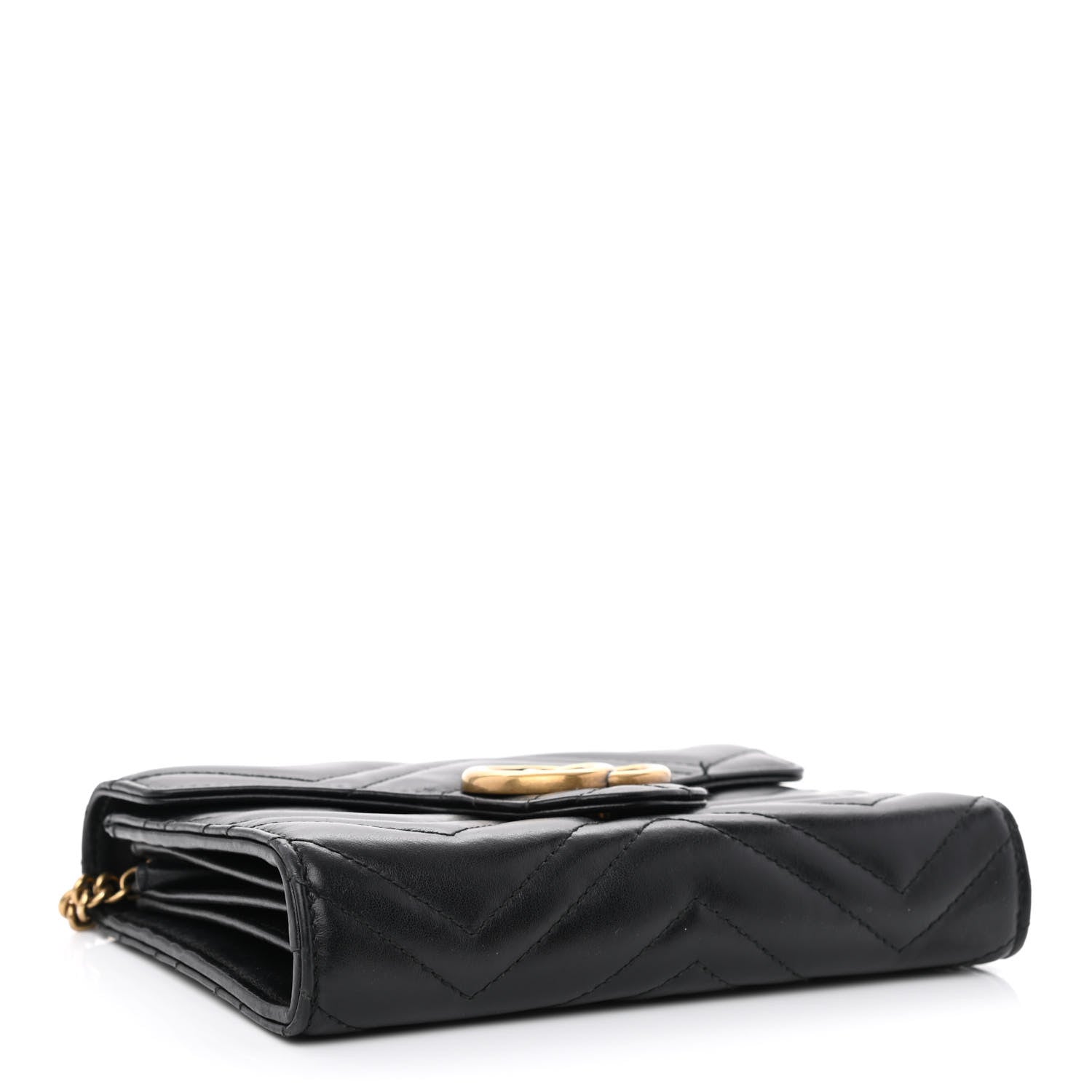 Gucci Calfskin Matelasse GG Marmont Chain Wallet Black 4 of 13